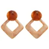 Pendientes de botón con colgante de rombo triangular en forma de abanico de resina, estilo europeo y americano, Aretes versátiles de moda, Pendientes de diseño nicho