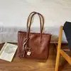 Bolsa Grande Capacidade Feminina 2026 Nova Outono/Inverno Simples Retrô Bolsa Tote Estudante Universitário Trajeto Diário Bolsa de Ombro Único