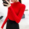Malha Nova Ajustada de Manga Longa Curta para Primavera e Outono 2022 Estilo Outono e Inverno Gola Alta Meia Camisa de Malha Interna Camisa Básica Feminina