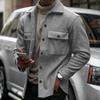 Ropa casual para hombre de estilo europeo y americano, nueva para primavera y otoño, chaqueta con cuello vuelto y forro polar, talla europea, de un solo botón, color liso, ajuste entallado, prenda de abrigo
