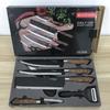 Conjunto de Facas Marteladas de Aço Inoxidável Conjunto de 6 Peças com Cabo Revestido Conjunto de Facas Seis Peças Conjunto de Facas de Cozinha Seis Peças Caixa para Presente