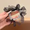Goma para el pelo retro de estilo coreano con diseño floral, lazo y perla, alta elasticidad, suave con el cabello, adecuada para chicas que van al trabajo.