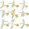 Joias para Piercing Transfronteiriças Aço Inoxidável Pregos de Osso da Orelha Disco de Zircônia Parafuso Brincos Pequenos Luxo Acessível Feminino Banho de Ouro Real 14K
