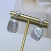 Pendientes de plata de ley S925 con diseño geométrico de perlas barrocas naturales de agua dulce, con temperamento femenino, para celebridades de Internet.