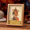 Presente Criativo de Inauguração Deus da Riqueza Lingote de Ouro Oco Moldura de Madeira DIY Decoração de Mesa para Escritório Atrair Riqueza, Adequado para Presentear