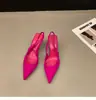 Elegantes sandalias de satén sin espalda con punta para mujer, primavera 2026, nueva tendencia de moda primavera-verano, zapatos casuales de tacón alto