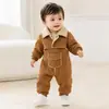 Estilo Coreano Ins Nuevas Llegadas Unisex Niños Mono con Capucha Forrado de Piel Mameluco para Bebé Ropa de Exterior Body Mameluco
