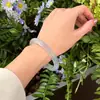Pulsera de Cristal Blanco Moonlight Hielo Tipo Ojo de Gato Rosa Claro de Gama Alta para Mujer, Calcedonia Azul Hielo Estilo Chino, Nuevo Estilo Chino