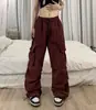 Pantalones Cargo de Pierna Ancha de Cintura Alta de Secado Rápido de Verano Estilo Americano para Hombre, Pantalones Deportivos Casuales Delgados de Pierna Ancha