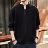 Sudadera de punto gofrado con media cremallera para hombre talla grande, nuevo estilo otoño 2026, chaqueta retro holgada elástica estilo americano, moderna