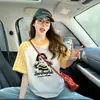Camiseta de Manga Corta Estampada con Bloques de Color Estilo Dulce Cuadros Estilo Coreano para Niñas, Nuevo Top de Nicho para Mujeres, Verano 2026