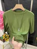 Camiseta Rosa Frambuesa Pequeña con Cuello Alto y Manga de Tres Cuartos para Mujer, Camisa Base Lisa Elegante y Versátil, Top Interior Elegante de Manga Corta, Moderno