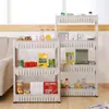 Estante de Almacenamiento Móvil de Plástico al por Mayor en Stock, Estante de Almacenamiento para Espacios Pequeños de Cocina y Baño, Estante Deslizante Multicapa con Ruedas