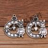 2 cor zakka movimento engrenagem joias acessórios coelho despertador pingente DIY joias acessórios 26 * 33mm