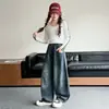Pantalones de Niña Otoño Nuevo Estampado de Leopardo Jeans de Mezclilla Estilo Americano Retro Lavado Pantalones de Pierna Curva Pantalones Largos para Niña