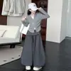 Conjunto Otoñal para Niñas Medianas y Grandes Ropa Nueva para Niños Niñas Sudadera con Cremallera Sudadera Falsa de Dos Piezas Pantalones Casuales Conjunto de Dos Piezas