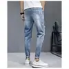 Jeans Cropped Rotos de Alta Gama Otoño 2025 para Hombre Ajustados Casuales Desgastados Modernos