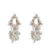 Brincos de Flor de Jasmim Vintage Mori Super Fada Femininos Românticos Leve Luxo High-end Tarraxas de Orelha Design de Nicho Brincos Elegantes