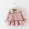 2019 primavera novas meninas vestido de babados bebê menina boneca colarinho princesa vestido de algodão uma geração de cabelo