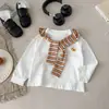Camiseta Base Bordada con Chal 2026 Otoño Nueva Camiseta Base para Niños Moda Versátil Niños y Niñas Algodón Puro Manga Larga