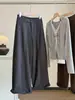 Pantalones de Pierna Ancha de Mezcla de Lana de Cintura Alta Petite para Mujer Otoño Nuevo Estilo Populares Sueltos Acortados Rectos Casuales Largos en Forma de Guadaña