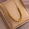Collar de Cuentas Doradas para Mujer Diseño de Alta Gama Nicho No se Desvanece 2025 Nueva Cadena para Clavícula Accesorios Estilo Ins