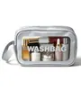 Bolsa de tocador y maquillaje rosa Toiletry Bag Bolsa de almacenamiento de viaje Asa portátil Almacenamiento de gran capacidad PVC Juego de tres piezas grande, mediano y pequeño