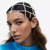 Nuevos accesorios para el cabello con borlas y diamantes de imitación de AliExpress, para novias europeas y americanas, a la moda, con cadena de perlas de malla sencilla.