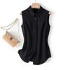 Camisa Branca Sem Manga com Gola Feminina Primavera Outono Verão Colete Base Profissional Camisa de Chiffon Empilhada