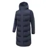 Relleno 80% de plumón, logo personalizado, chaqueta larga de plumón, abrigo con capucha unisex, a prueba de viento e impermeable, adecuado para entrenamiento de invierno y para proporcionar calor