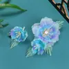 25 novos designs originais grampo de cabelo flor de gaze azul roxo antigo acessórios de fada para figurino antigo adorno de cabeça hanfu