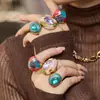 Anillo de Cristal con Esmalte de Moda Chic Piedra Anillo Ins Diseño Exagerado Joyería Acero Inoxidable Anillo de Moda Europeo