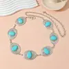 Nueva Cadena de Cintura para Playa de Vacaciones Transfronteriza de AliExpress para Mujeres, Cadena Corporal Estilo Bohemio Turquesa para Combinar con Vestidos