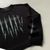 Diseño de Top Oscuro Retro Estilo Ins, Camiseta de Manga Larga con Cuello Redondo, Unisex, con Decoración de Remaches Metálicos, Falso Dos Piezas