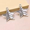 Accesorios de Joyería de Aleación de Zinc Plata Antigua 1.5g Nuevo Colgante de Estrella de Cinco Puntas Unilateral 36.8*36mm Venta al por Mayor del Fabricante