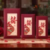 Envelopes de presente de casamento vermelhos em tamanhos grande, médio e pequeno, envelopes vermelhos especiais de casamento com o caractere "feliz" para lembrancinhas e contribuições de casamento