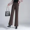 Calças pantalona elegantes para mulheres, novos estilos outono/inverno, cintura alta, corte solto, modeladoras, estilosas e casuais