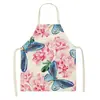 Venta Caliente de Amazon Estilo Pastoral Delantal de Lino Estampado de Mariposas Delantal sin Mangas Anti-Manchas para el Hogar Cocina Horneado Overol