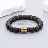 Estilo Nuevo Europeo y Americano Personalizado Moda Tendencia Versátil para Hombre Pulsera de Joyería Artesanal con Cuentas de Madera Negras Retro