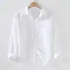 Camisa de lino de manga larga para hombre, camisa de lino de algodón holgada informal japonesa para hombre, camisa de vestir exterior de primavera y verano
