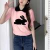 Camisa básica elegante com gola boneca 2024 Verão novo suéter de manga curta bufante T-shirt top de manga curta nicho para mulheres