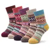 Calcetines Grues de Otoño e Invierno para Mujer, Calcetines hasta la Mitad de la Pantorrilla, Calcetines de Hilo Grueso Retro Estilo Étnico, Comercio Exterior Transfronterizo de Amazon, Cálidos