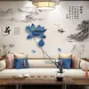 Adesivo Estilo Antigo Autoadesivo 3D Estéreo Adesivo de Parede Estilo Chinês Pintura de Parede de Fundo Decoração de Parede Adesivos de Parede para Sala de Estar