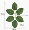 Flor artificial de seda de seis piezas hoja de rosa serigrafiada flor de seda hoja de hueso flor artificial verde artificial de seis piezas hoja de rosa de línea roja