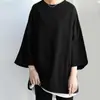 Lotte Novo Moletom Casual Simples de Cor Sólida Oversized com Gola Redonda e Manga de Três Quartos Feminino Casual Versátil