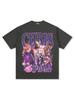 Camiseta de Manga Curta Pesada com Estampa Retro Hip-hop Chris Brown Chris Brown Gola Redonda Moletom com Capuz