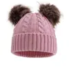 Gorro de Punto Trenzado Simple de Moda para Otoño e Invierno de Adulto, Lindo Doble Pompón, Cálido a Prueba de Viento para Exteriores, Gorro de Lana