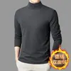 Outono Inverno Novo Masculino Plush Dupla Face Gola Alta Roupa de Baixo Tricô Aconchegante Espessada Manga Longa Masculino