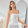 Fornecimento de E-commerce Transfronteiriço: Corset Longo Feminino com Efeito Franzido, Modelador Ajustável de Cetim, Controle de Barriga e Sutiã com Barbatanas