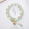 Nueva Pulsera de Doble Círculo de Aventurina de Bambú Verde Tianshan Moda Nube Verde Agua Pulsera Fresca Venta al por Mayor